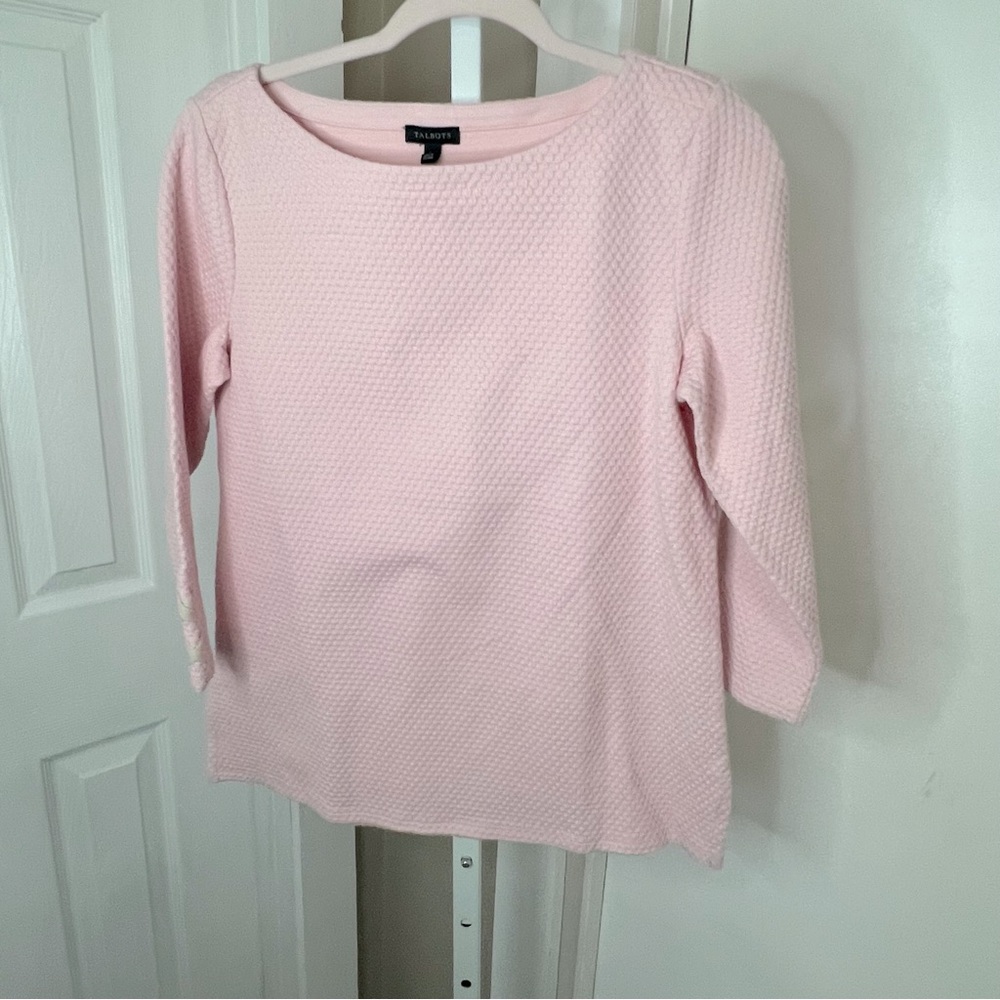 Talbots NEW Heavy Pink Shirt Cotton Blend Large NWT Waffle Weave